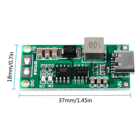 Plug And Play Duo Pack Of Solid Type C Bms Boards Offering 3s 4a Charge Rates With Integrated Step Up Boost Circuits, 37mm x 18mm size.