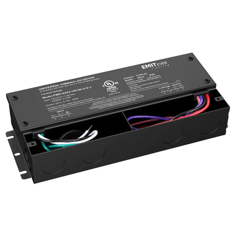 Go-To Five In One Dimmable LED Driver For Tough Lighting Setups, 100W AC 100-277V To DC 24V Transformer shown in open case