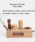 Solid Wood Espresso Tamper Console And Filter Stand With Antiskid Base Built Different For Daily Grind Hustle At Backyard Cafe Or Local Shop Using Standard 58 Mm Equipment - Five-hole card slot with powder tools.