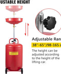 Heavy Duty 20 Gallon Waste Oil Drain Tank With Air Operated Drainer showing adjustable funnel height and pressure valve.