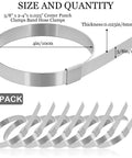 Image showing a 25 Pack Center Punch Hose Clamps Five Eighth Inch Wide Four Inch Diameter 0.025 Inch Thick 201 Stainless Steel Preformed Band Clamps For Hose Ducting Pipes Cable Management And More, displaying size and quantity details.