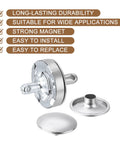 20 Set Metal Snap Button Kit For DIY Fashion Projects, 14mm Round Clasps With Fabric Base And Cap, Perfect For Clothes, Bags, Leather Wallets, Purses, And More Silver showing components and features