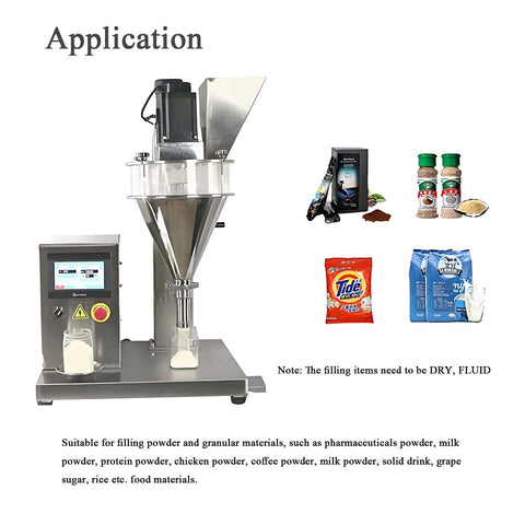 High Precision Electric Auger Filler Machine For Spices And Toner Powders 0.5 To 300 Grams with touch screen for filling dry powders.