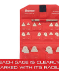Radius Gauge Set With 110 Holder, Stainless Steel, 22 Gauges Spanning 0.5-7mm And 8-15mm Radius, in red case, S167MB S167MAH Combo