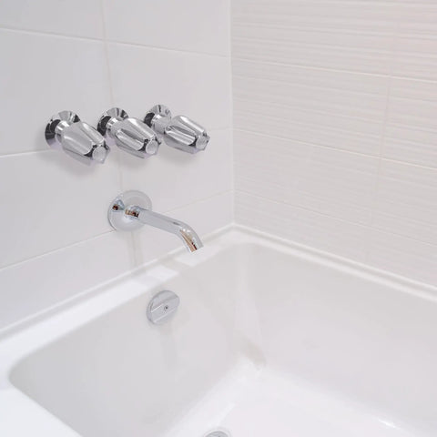 Three Handle Tub And Shower Remodel Kit Chrome Trim For Price Pfister Verve Faucets With Knob Handles Replacement installed