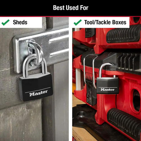 Covered Padlocks With Key For Outdoor Use, 2 Pack, All Weather Locks With Vinyl Covered Aluminum Body And Hardened Steel Shackle, Built For Sheds Gates And Storage Lockers, Model 141T