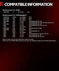 Compatibility chart for Volkswagen Beetle, Golf, Jetta, and Audi TT rear wheel hub bearing assembly.
