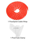 Spiral Cable Wrap Kit 5M 28mm Red PE Flexible Pro Grade Cable Management Sleeve with tube clamp