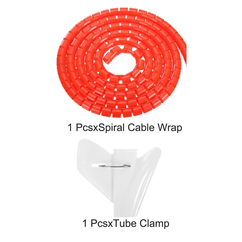 Spiral Cable Wrap Kit 5M 28mm Red PE Flexible Pro Grade Cable Management Sleeve with tube clamp