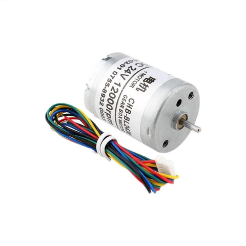 High Performance 24.4MM BLDC 6PPR Brushless Motor for DIY Robot Projects, 12V 24V, with wires, compact design