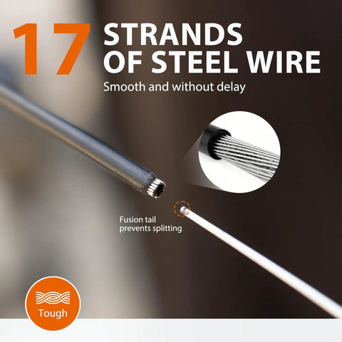 Ultimate Universal Bike Cable Kit with 17 steel wire strands for smooth shifting and reliable braking