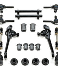 Heavy Duty Front Steering Tie Rod End Kit For Plymouth Duster And Valiant Including Left And Right Straight Bolt On With Grease Boots And Zerks For A Bulletproof Swap components laid out flat.
