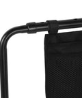Close-up of Sturdy Height Adjustable Bed Rail With Handy Storage Pockets For Elderly Safety, black mesh pocket detail