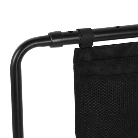 Close-up of Sturdy Height Adjustable Bed Rail With Handy Storage Pockets For Elderly Safety, black mesh pocket detail
