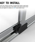 Sliding Shower Door Bottom Guide For Glass Doors Up To Half Inch Wide Plastic Track Guide installed on metal track
