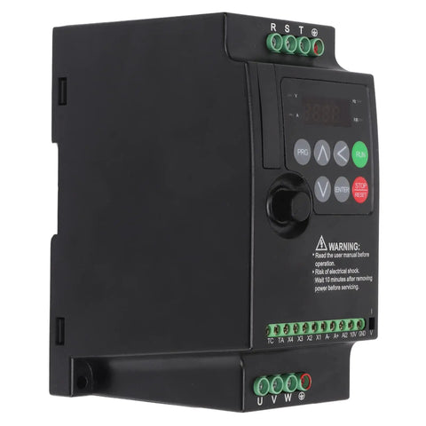 Rock Solid One Point Five KW Variable Frequency Drive For 380 Volt Three Phase Motor With Auto Voltage To Keep Speed Smooth As Butter On Pumps And Lathes Plus Heavy Duty Industrial Build For Tough Shop Grinds And Easy Setup Now, black VFD