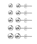 Five Pair Tiny Ball Stud Earrings For Women, Hypoallergenic S925 Sterling Silver Jewelry Set, five silver ball studs with post backs