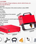 Pro Gear Pneumatic Dot Peen Marking Machine For Heavy Metal Engraving Projects With Digital Control To Stamp Vin Codes On Chassis Plates Using Real Deal Carbide Needle Tool close-up of machine specifications and components.