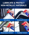 Specialist Silicone Lubricant Spray With Dual Straw Sprays For Doors, Hinges, Bikes, Sewing Machines, Garage Doors And Metal Parts Fast Drying, Non Sticky Slick Long Lasting Lubrication 6.76 Oz used on window, sunroof, mirror, and rubber track.