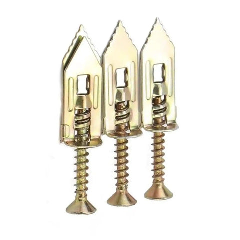 Close-up of metal screws from 80 Sets No Drill Drywall Anchors And Screws Kit With 4 Sizes Self Drilling Wall Anchors For Hollow Walls