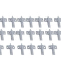 Twenty Piece Grey Plastic Soft Close Drawer Dampers For Kitchen Cabinets Wardrobes And Dressers Smooth As Butter Slide Easy Peasy Drawer Stopper Buffer Hardware For Home Organization Projects, set of twenty dampers.