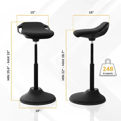 Comfy Ergonomic Sit Stand Stool For Standing Desk With Height Adjustment And 360 Degree Tilt Active Sitting Leaning Chair