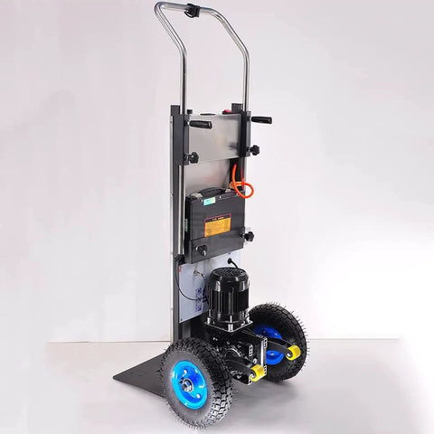 Heavy Duty 1200W Electric Stair Climber Cart With Brushless Motor Lifts Up To 400 Kilos On One Go Featuring Big Removable Lithium Battery.