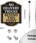 Kick Those Cargo Trucks To The Curb With This Bold No Trucks Past This Point Driveway Sign and mounting hardware components.