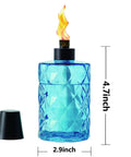 4 Pack Glass Table Top Torches With Wick And Cap, Multicolor Citronella Lanterns For Outdoor Yard Patio Deck Garden - Blue Lantern