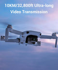 Ultra Portable 4K Drone With Camera For Beginners, 3 Axis Gimbal, FPV Transmission flying in the sky with sunset backdrop