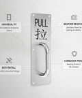 Beefy Silver Bar Door Handle For Exterior Doors Surface Mounted Push Pull Hardware 304 Stainless Steel Heavy Duty Smooth Push
