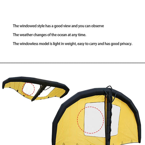 Inflatable Wing For Kite Surfing And Windsurfing Handheld Wing Foil Sail with window, nylon, dual airbags for water sports.