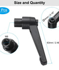 4Pcs Top Shelf Clamp Lever Adjustable Handle Set With M8 Male And Female Threads Quick Release Design Matte Black Finish Shop Ready Rig For Lathe And Machine Tools, showing two clamp levers with size details.