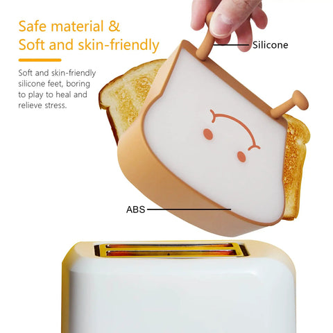 Toast Shaped Night Light With Cute Smile Face Double Or Single Side LED Toast Lamp Warm 4000K Eye Friendly Lit Glow silicone design