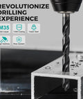 Pro Grade 21 Piece Cobalt Drill Bit Set With Bullet Point Tip M35 TiAlN Coated drilling into metal beam