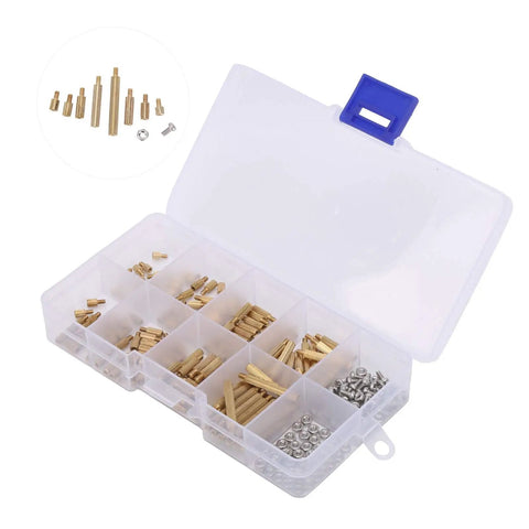 Awesome 260 Piece Brass Standoff Spacer Kit With Assorted Nuts For Daily Repair And Assembly Projects Featuring Deep Threads And Secure Fit For All Industrial Needs. brass standoff spacers and nuts in organizer case