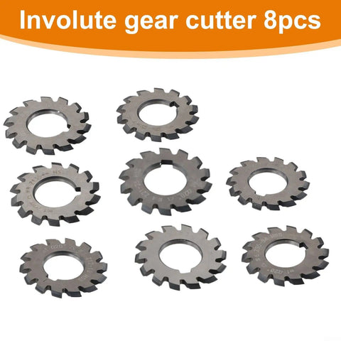 M1 Pro Grade Gear Cutter Set With HSS Involute Milling Cutters For Metalworking And CNC Machining 20 Degree PA 8 Piece Kit