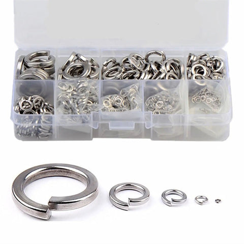 600 Pieces Stainless Steel Spring Split Lock Washer Set 304 Grade For M2 To M12 Hardware, GB93 Compliant Assortment With Elastic Gasket Kit, All In One Pro Grade Grip And Anti Rotation Fastener Kit in organizer box