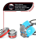 Lightweight Half Face Respirator Mask With A2P3 Cartridges for Organic Vapors and Dust, Push to Seal Fit Check, EN 140 Certified
