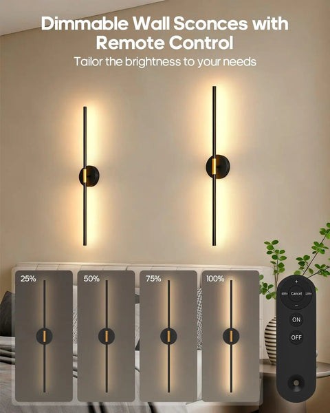 Rechargeable Battery Operated Wall Sconces Set Of 2 With Remote, 360 Degree Rotatable, 3000K Dimmable Magnetic Mount Wall Lights