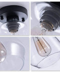 Industrial Black Semi Flush Mount Ceiling Light With Clear Glass Shade For Hallways Kitchens Dining Rooms And Entryways Dimmable With A Compatible Dimmer Switch And Easy Bulb Replacement For A Cool Industrial Vibe