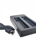 Dual Bay USB Battery Charger Box For 5V Batteries Fast Simultaneous Charging Lightweight Portable Dock and cable