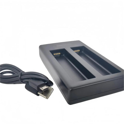 Dual Bay USB Battery Charger Box For 5V Batteries Fast Simultaneous Charging Lightweight Portable Dock and cable