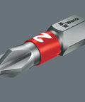 Close-up of a single bit from the Kraftform Kompakt Stubby Magnetic Bit Set With Integrated Magazine, durable steel construction.