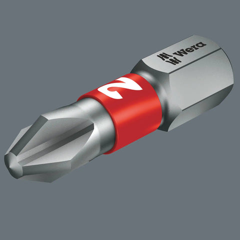 Close-up of a single bit from the Kraftform Kompakt Stubby Magnetic Bit Set With Integrated Magazine, durable steel construction.