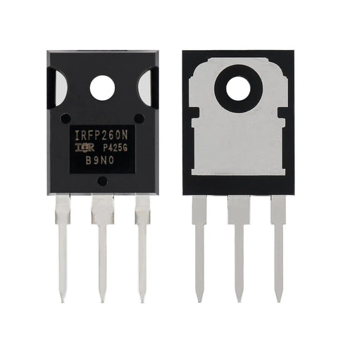 Front and back view of Ten Pack IRFP260N N Channel MOSFET Transistors 50A 200V Power Switches TO247AC in black casing