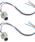 M12 4 Pin A Coded Male Aviation Connector Cable 0.7 Ft Waterproof Industrial Bulkhead Panel Mount For Control Cabinets And Sensors 2 Pack