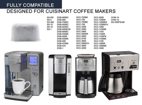 Premium Charcoal Water Filter Replacements For Home Coffee Makers And Brew Pros, compatible with various Cuisinart models