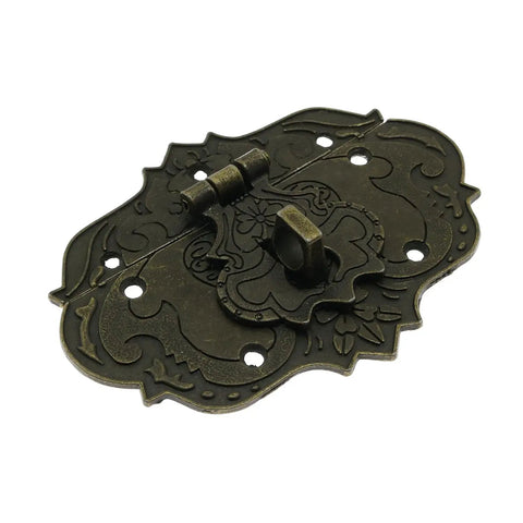 Antique Brass Hasp And Latch Lock Set With Screws For Jewelry Boxes And Wooden Cases Retro Vibe Furniture Decor Embossed
