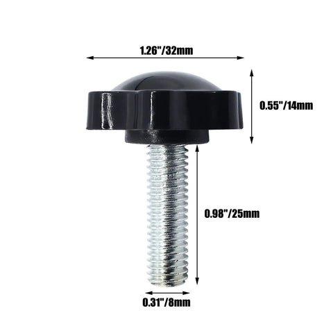 Snag Up Six Beefy M8 Knurled Clamping Knobs Featuring Hex Star Thumb Screw Designs, 1.26" polypropylene cap with steel core.